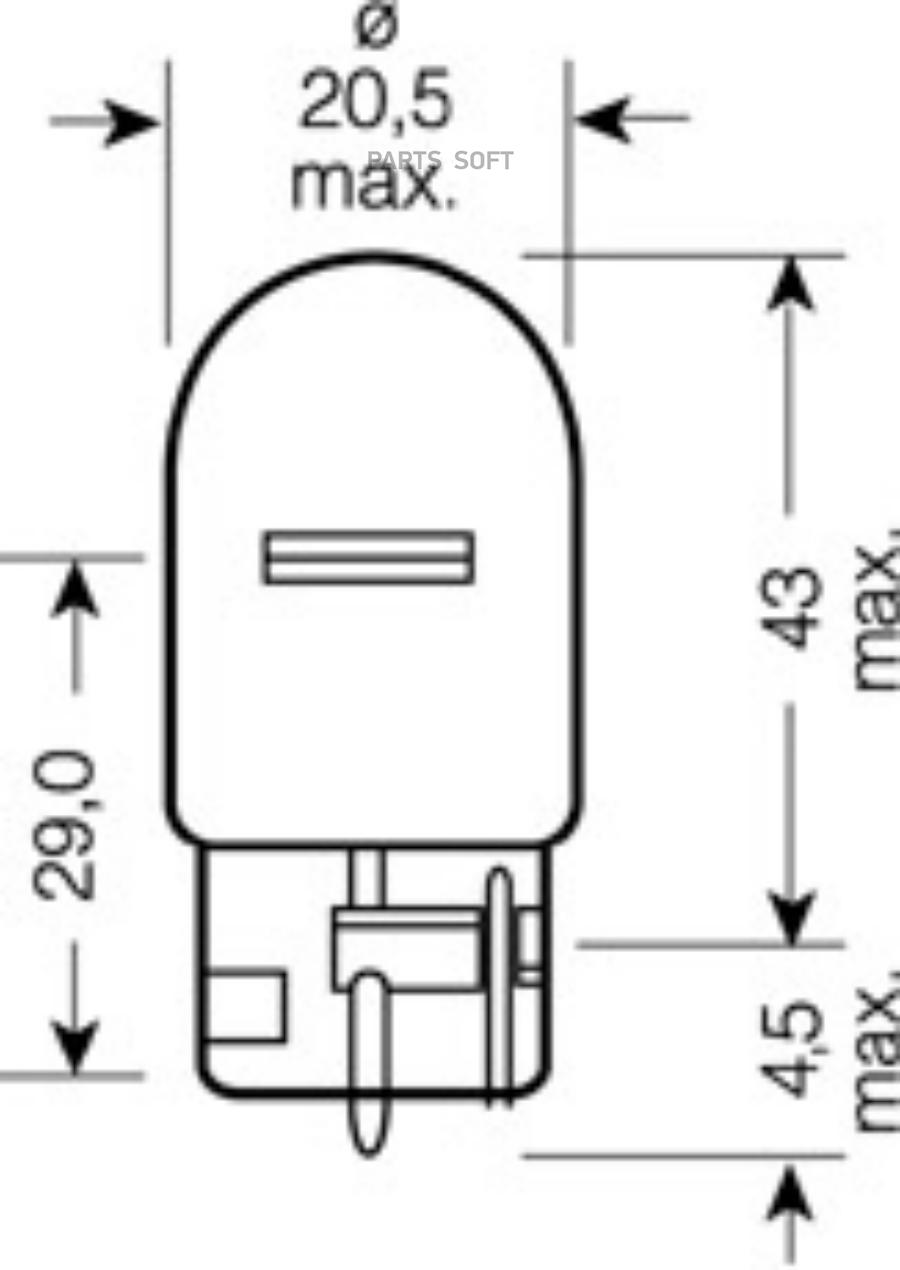 Лампа накаливания автомобильная Goodyear W21W 12V 21W W3x16d (коробка: 10шт.)