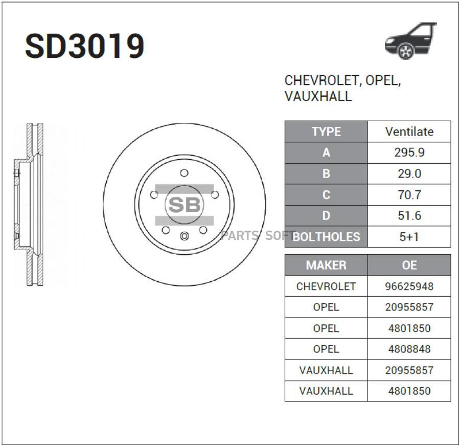 Тормозной диск SANGSIN BRAKE SD3019 купить в Интернет-магазин РЕКОРД-АВТО в  Калининграде