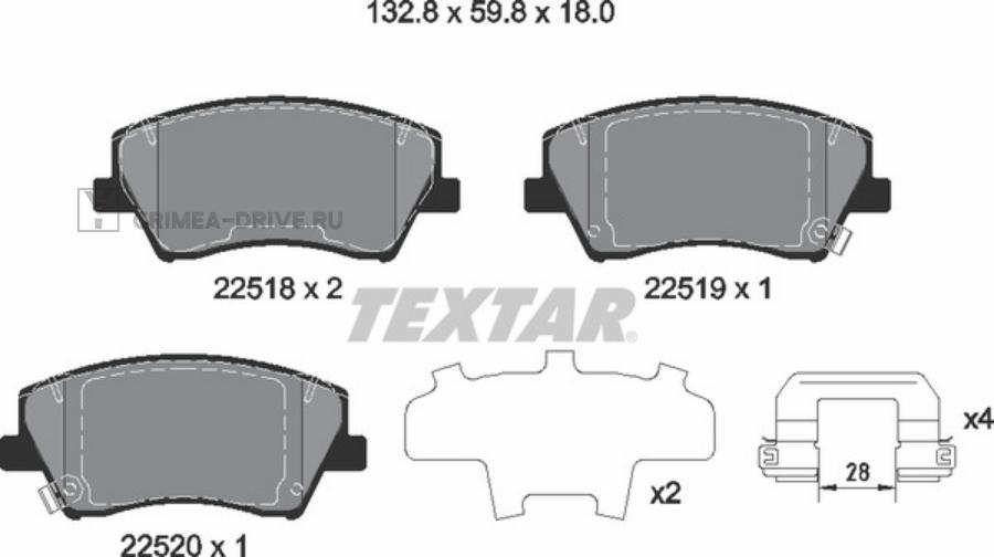 2251801 TEXTAR Комплект тормозных колодок, дисковый тормоз