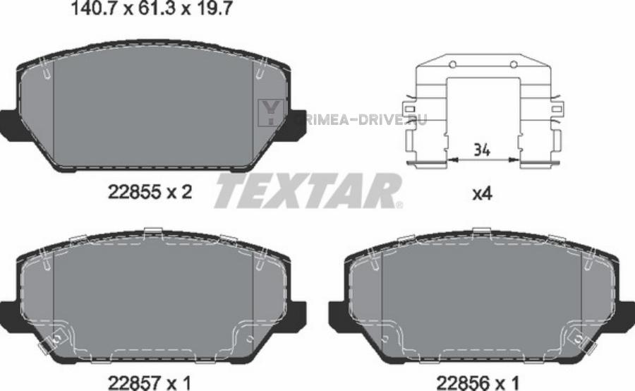 2285501 TEXTAR Комплект тормозных колодок, дисковый тормоз