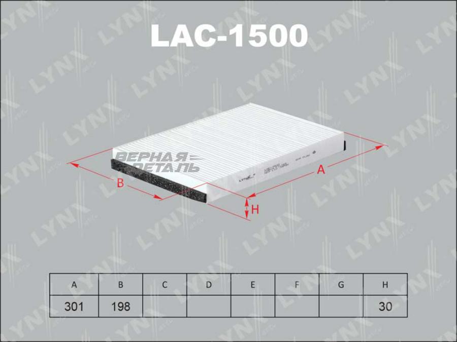 LAC1500 LYNXAUTO Фильтр, воздух во внутренном пространстве