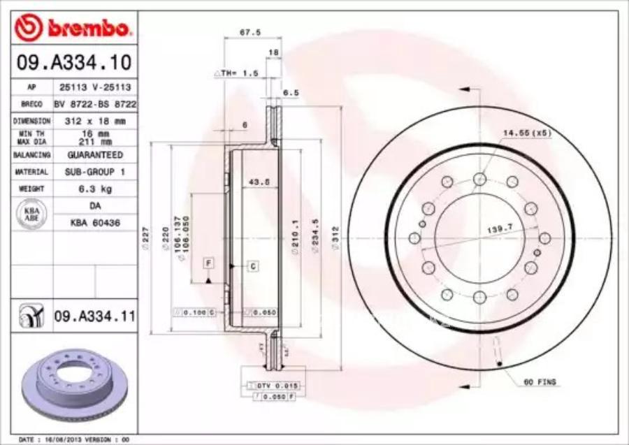 09A33411 BREMBO Тормозной диск