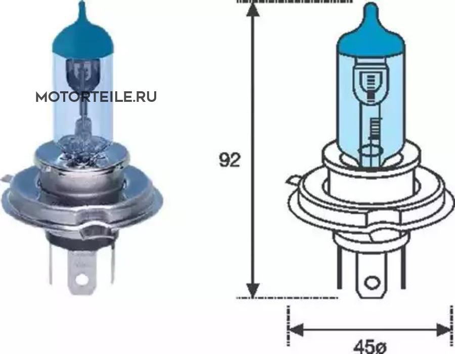 Лампа H4 BL 12V [Blue Light]