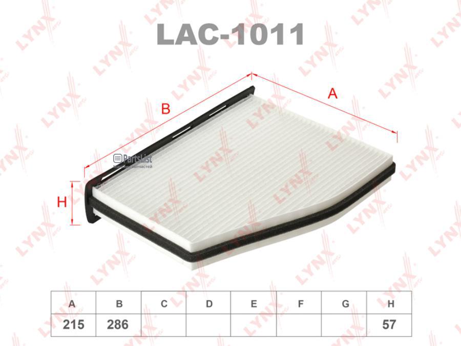LAC1011 LYNXAUTO Фильтр воздушный салона LYNXAUTO lac1011