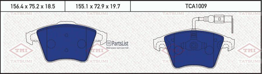 TCA1009 TATSUMI Колодки тормозные дисковые передние Tatsumi tca1009