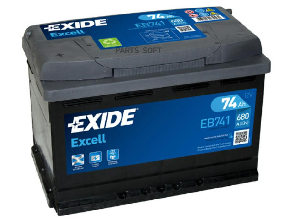 Аккумуляторная батарея EXCELL [12V 74Ah 680A B13] EXIDE EB741