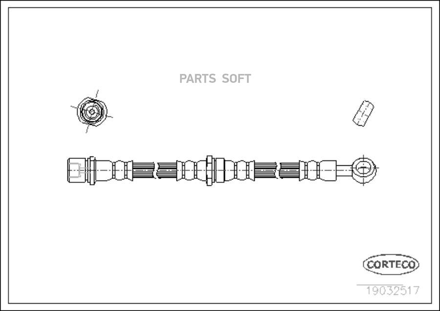 Тормозной шланг передний R [520mm] CORTECO 19032517