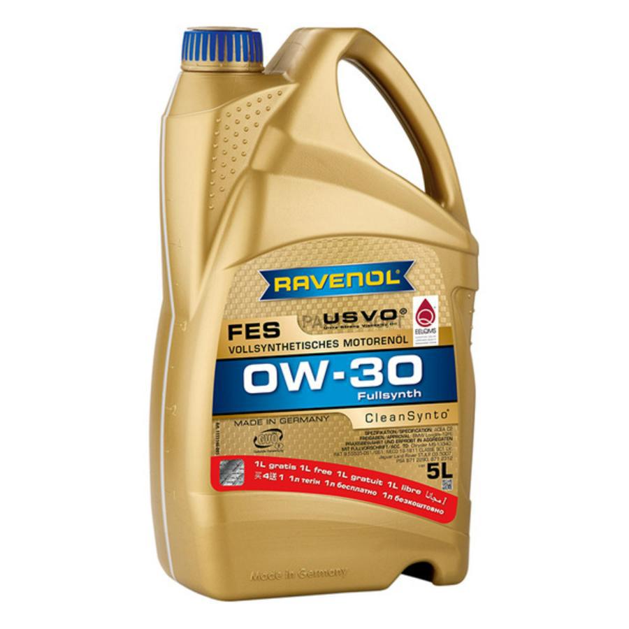 Масло моторное FES 0W-30 5л (синтетика+ПАО) АКЦИЯ 4+1 RAVENOL 1111146A05