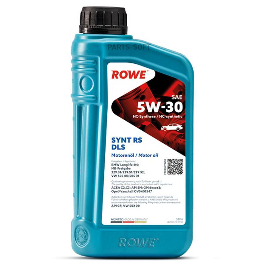 Cинтетическое моторное масло HIGHTEC SYNT RS DLS SAE 5W-30 1л ROWE 20118001099