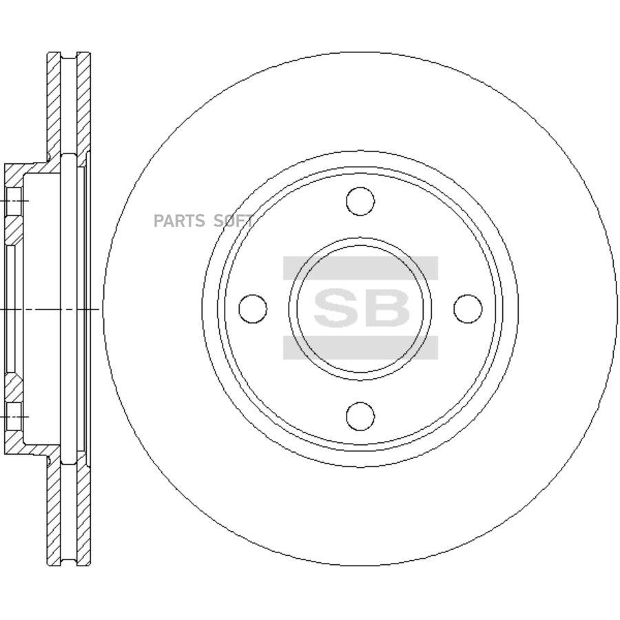 Диск тормозной   9805 1416 01 передний вентилируемый SANGSIN BRAKE SD4431