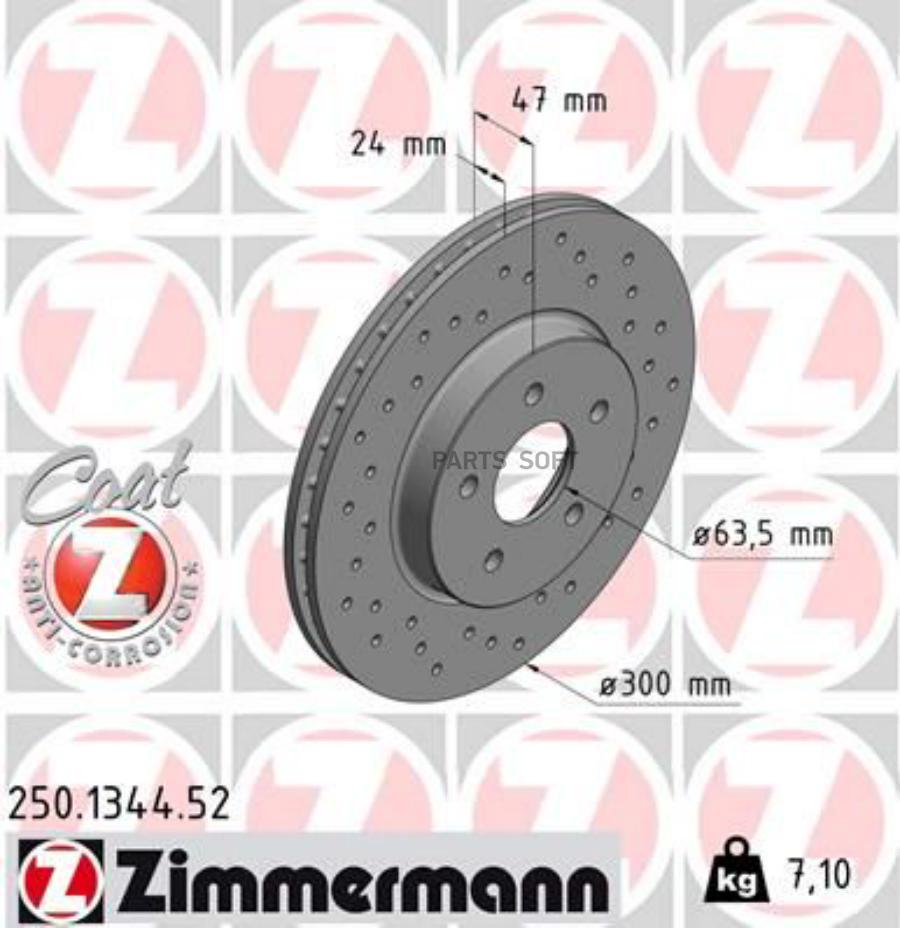 Тормозной диск ZIMMERMANN 250134452