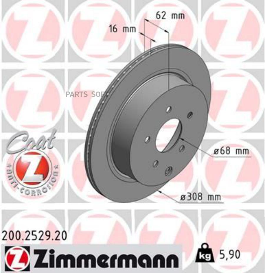 Тормозной диск ZIMMERMANN 200252920