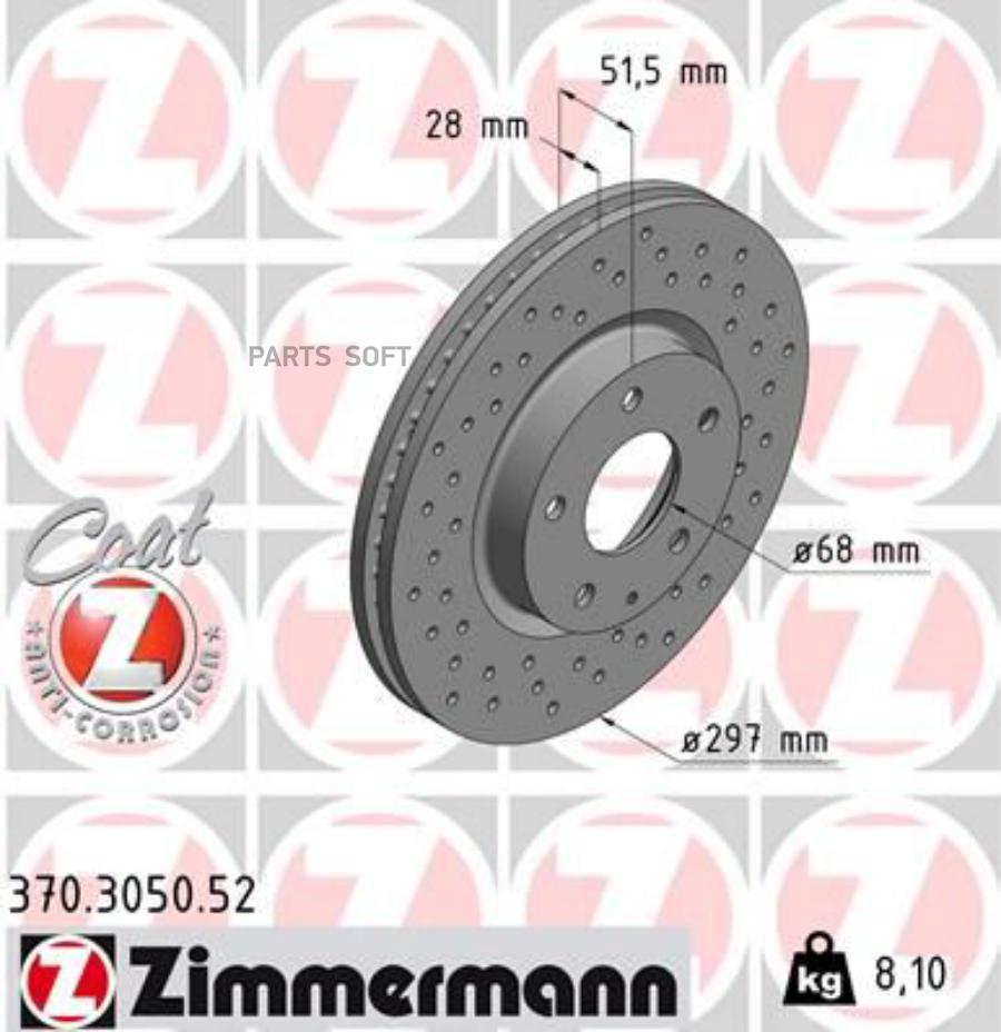 Тормозной диск ZIMMERMANN 370305052