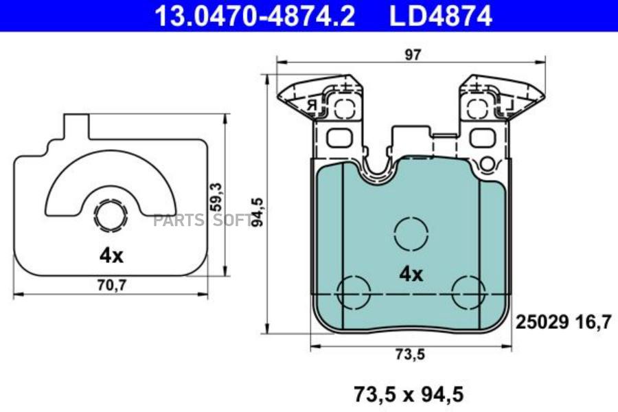 130470-48742_ Колодки Дисковые Задние Bmw F21/F30 16/18/20D 10 ATE 13047048742