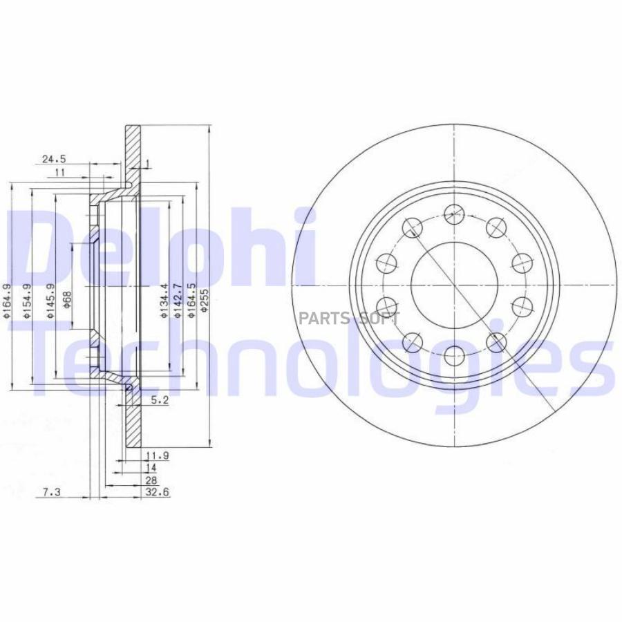 Диск тормозной DELPHI BG3674C