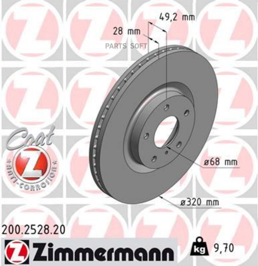 Тормозной диск ZIMMERMANN 200252820