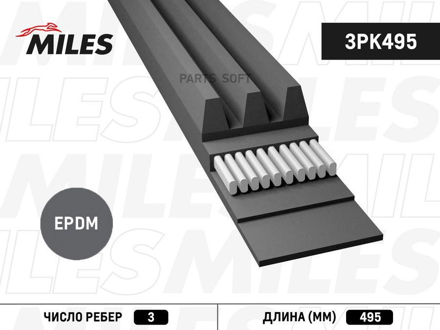 Ремень поликлиновой MILES 3PK495