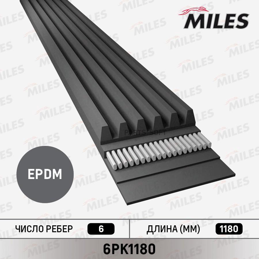 Ремень приводной поликлиновой MILES 6PK1180