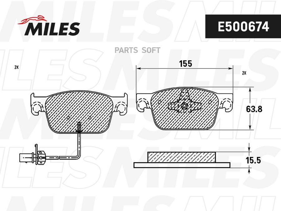 Колодки тормозные AUDI A4 15-/A5 16- передние Ceramic MILES E500674