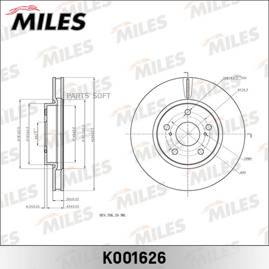 Диск Тормозной Передний Lexus Is I/Ii/Iii (Trw Df7340) K001626 Miles MILES K001626