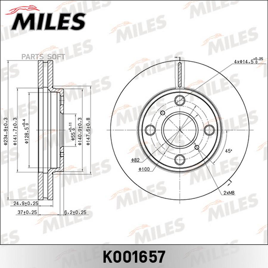 Диск Тормозной Передний Probox/Succeed (Trw Df7319) K001657 Miles арт MILES K001657