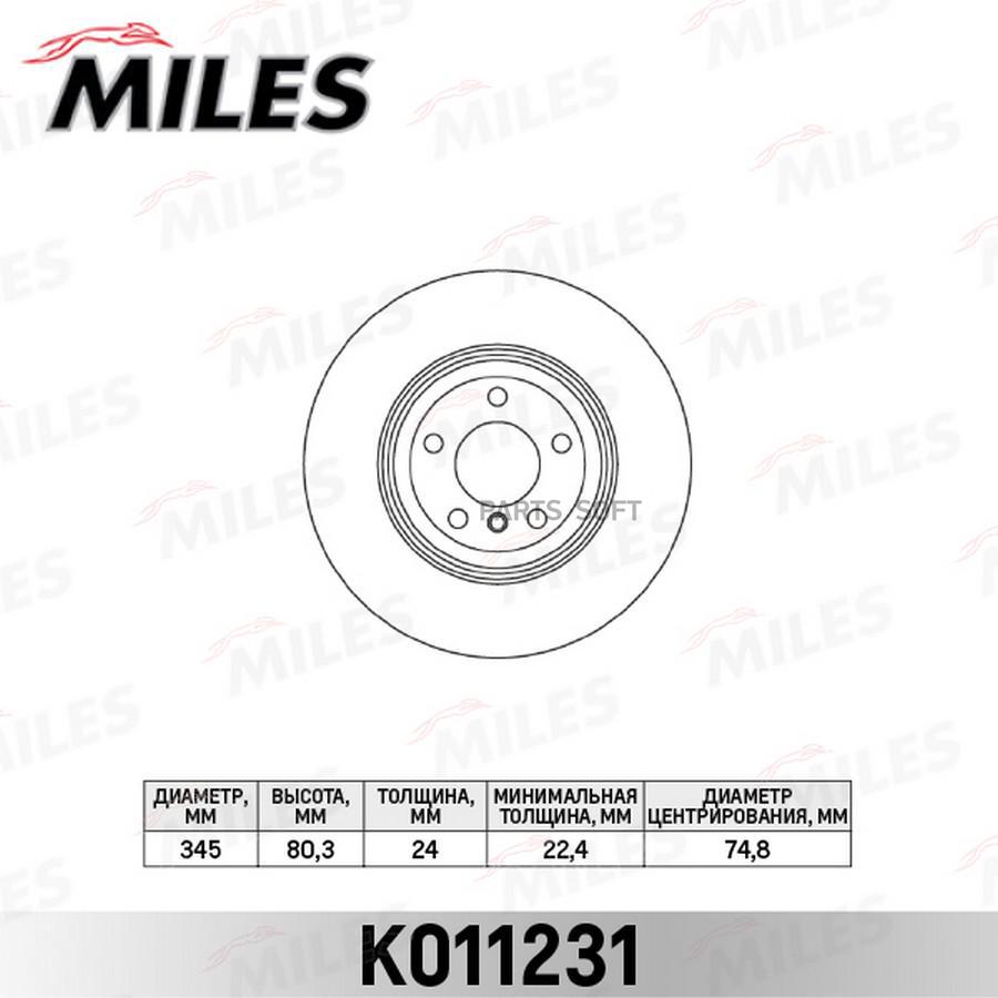 Диск тормозной MILES K011231