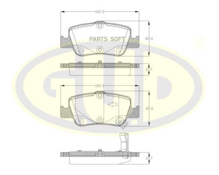 К-Т КОЛОДКИ ЗАД TOY AURIS 13-14/14-22D 07 GUD GBP135602