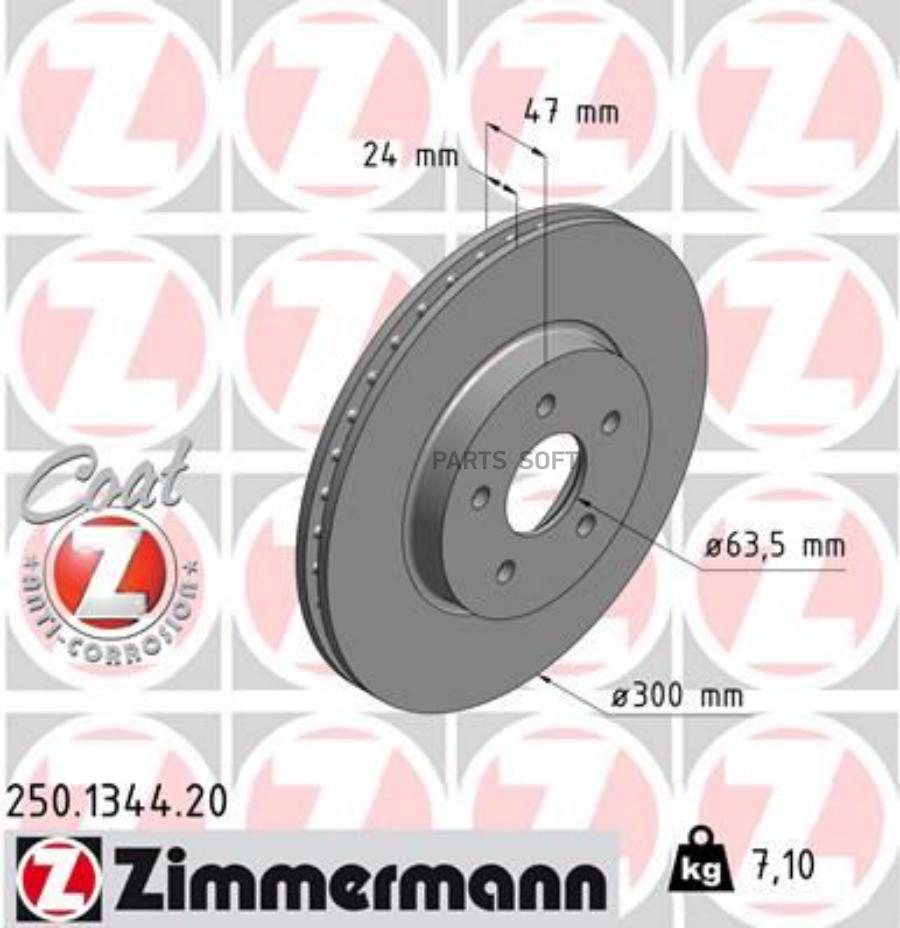 Тормозной диск ZIMMERMANN 250134420