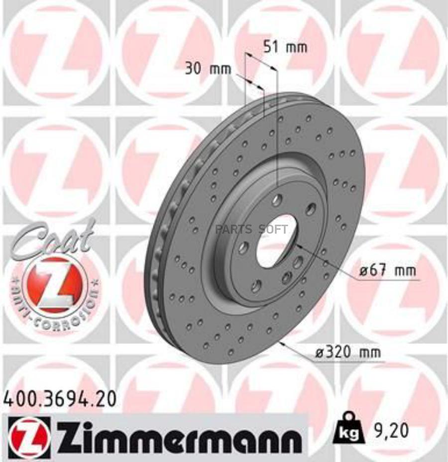 Тормозной диск ZIMMERMANN 400369420