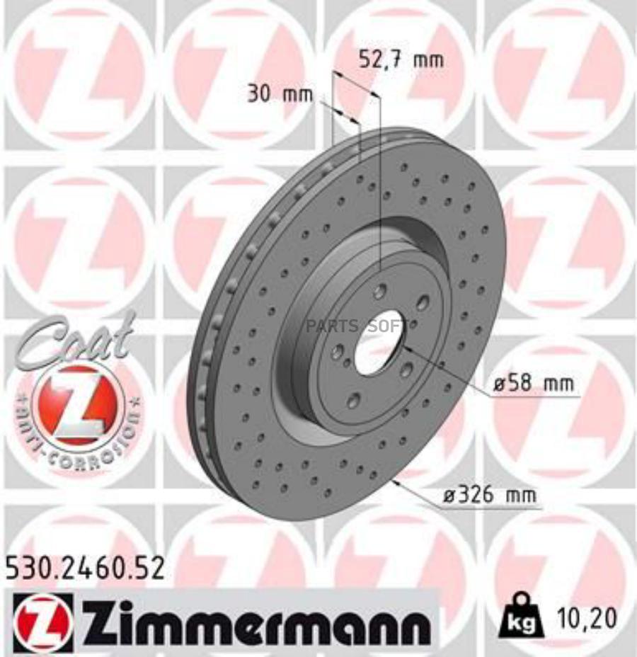 Тормозной диск ZIMMERMANN 530246052