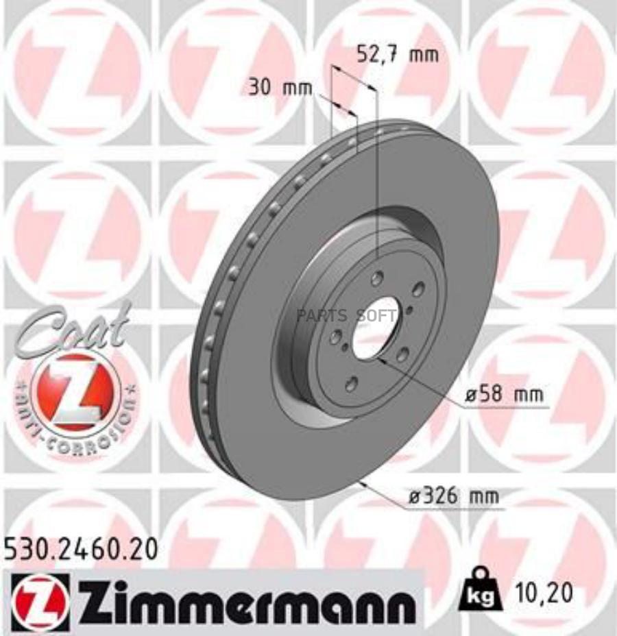 Тормозной диск ZIMMERMANN 530246020