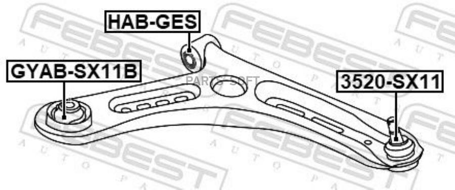 Сайлентблок задний переднего нижнего рычага FEBEST GYABSX11B