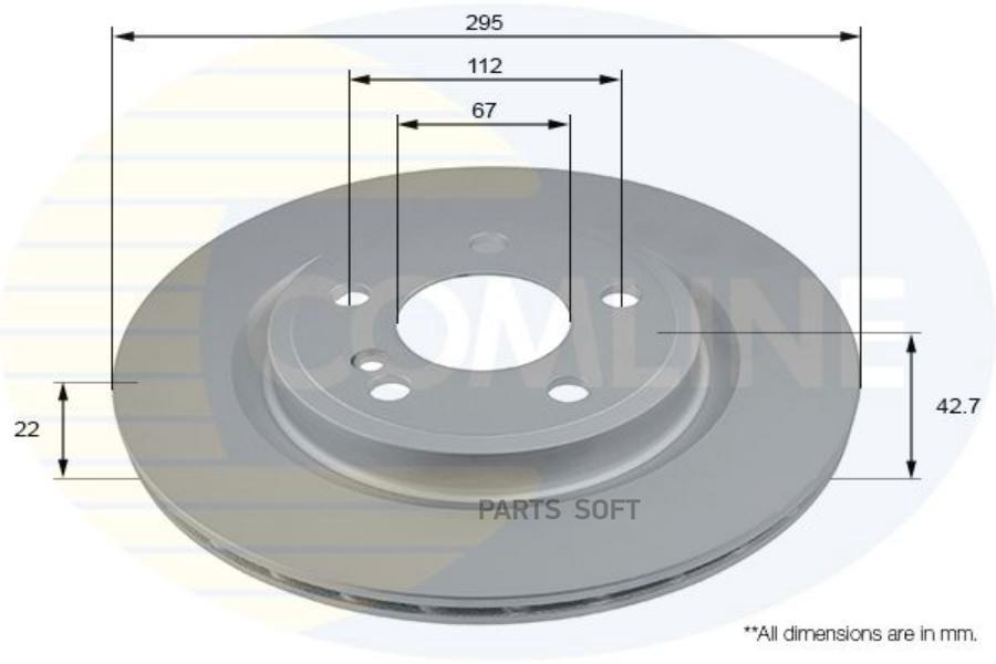 Диск тормозной задний вентилируемый COMLINE ADC2843V