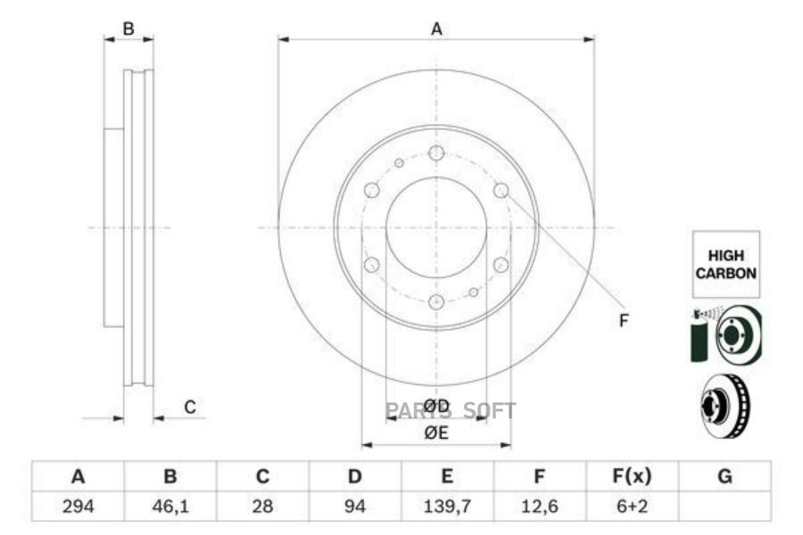 Диск тормозной вентилируемый BOSCH 0986479F45