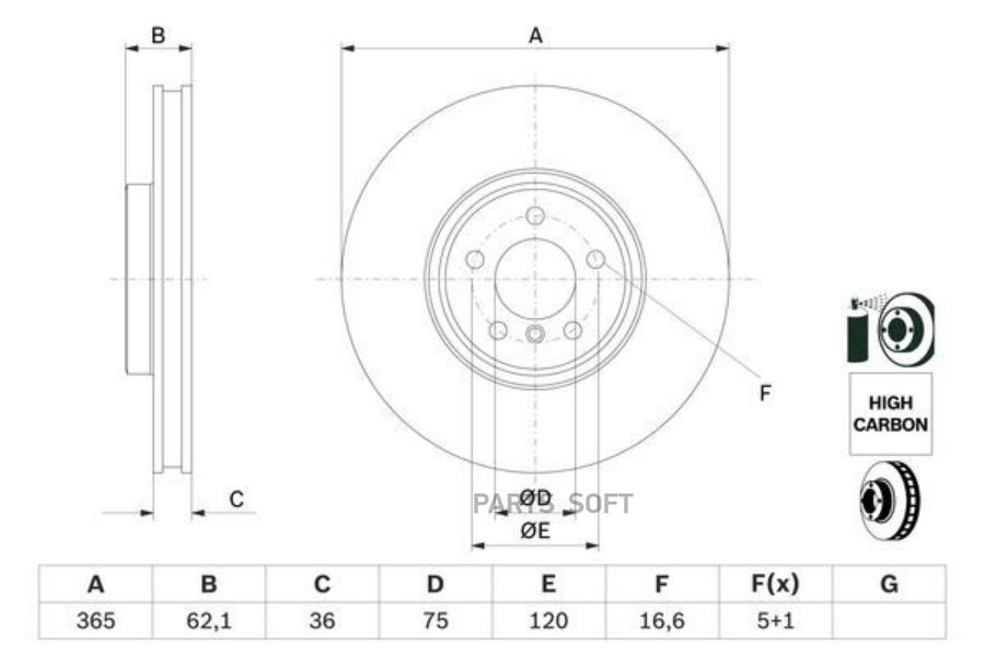 Диск тормозной BOSCH 0986479635