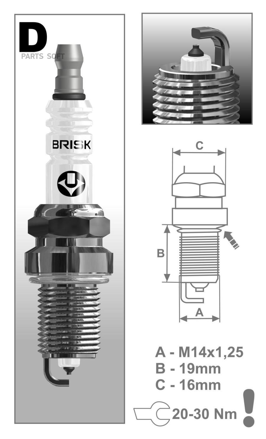 Свеча зажигания BRISK 1401