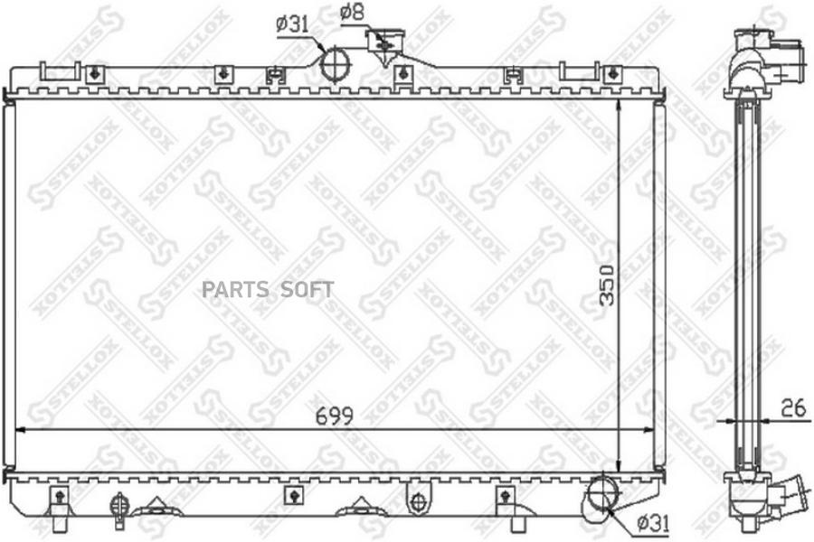 10-25423-SX_радиатор системы охлаждения Toyota Corolla 20D 92-00 STELLOX 1025423SX