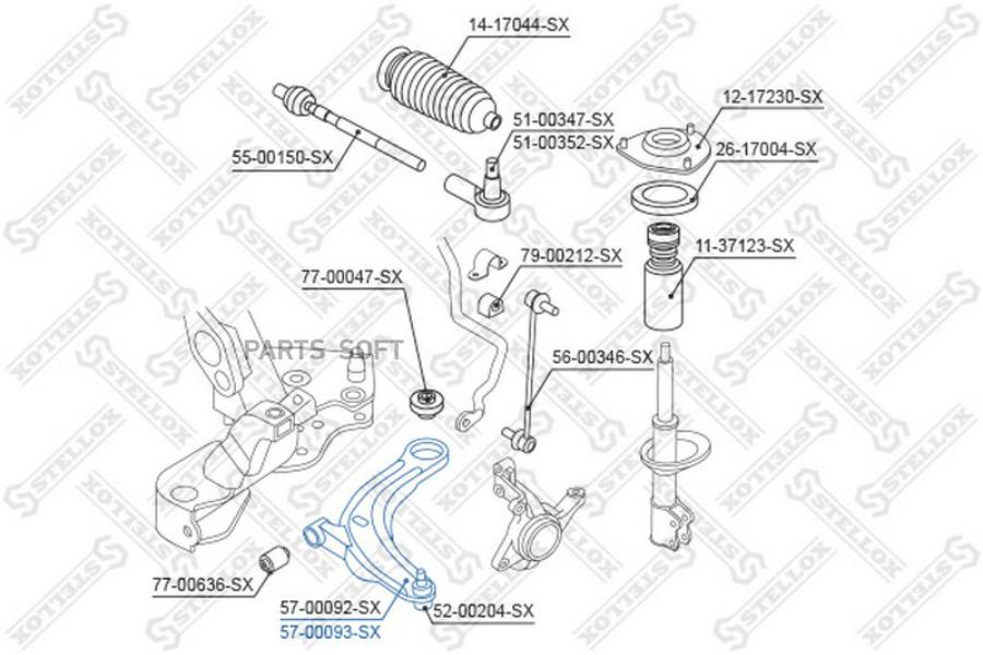 57-00093-Sx_ рычаг Нижний Правый Mitsubishi Outlander 20/24 02  St STELLOX 5700093SX