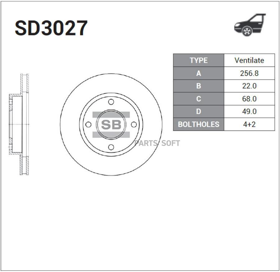 SANGSIN^SD3027 4020693J01 Диск торм NISSAN PRI SANGSIN BRAKE SD3027