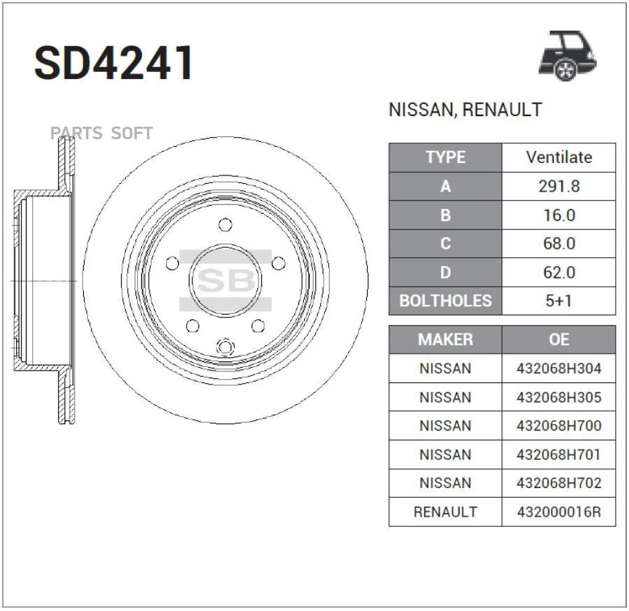 HI-Q ТОРМОЗНОЙ ДИСК SANGSIN BRAKE SD4241