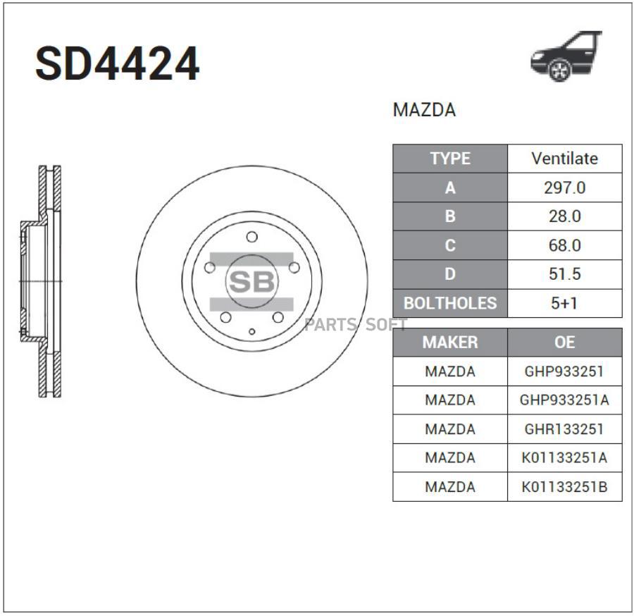 ДИСК ТОРМОЗНОЙ  (K011-33-251A) SANGSIN BRAKE SD4424