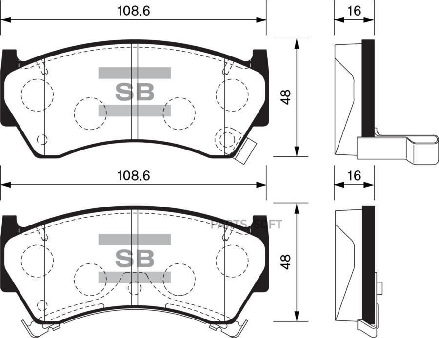 КОМПЛЕКТ ТОРМОЗНЫХ КОЛОДОК ДИСКОВЫЙ ТОРМОЗ SANGSIN BRAKE SP1122