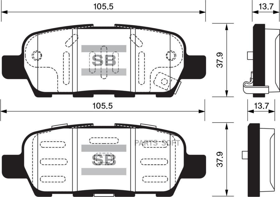 Колодки тормозные задние SANGSIN BRAKE SP1250