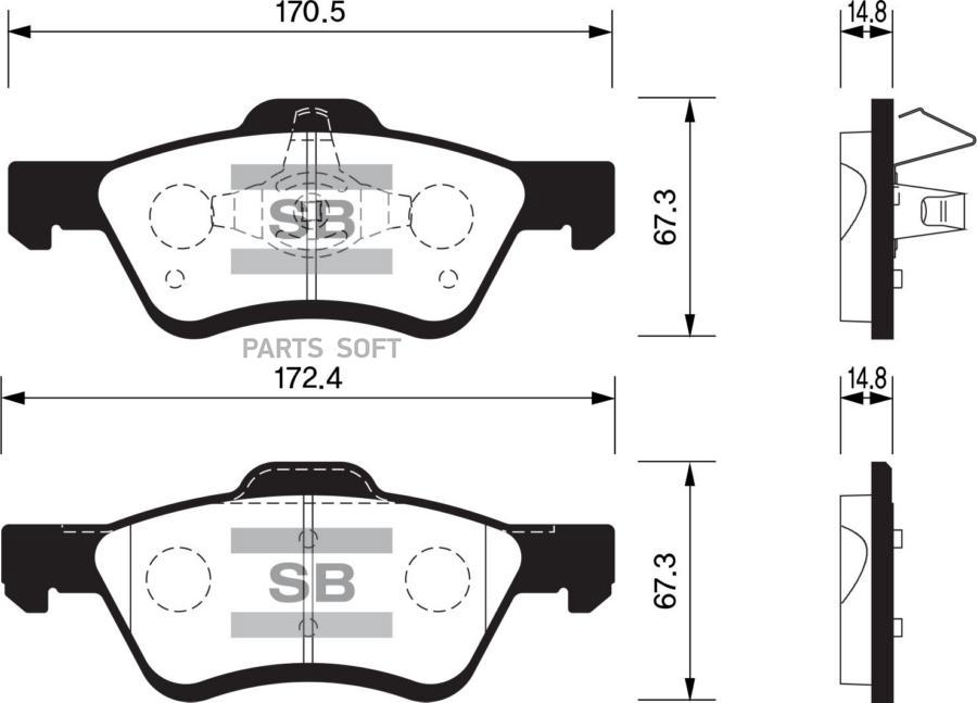 КОЛОДКИ ДИСКОВЫЕ ПЕРЕДНИЕ SANGSIN BRAKE SP1497