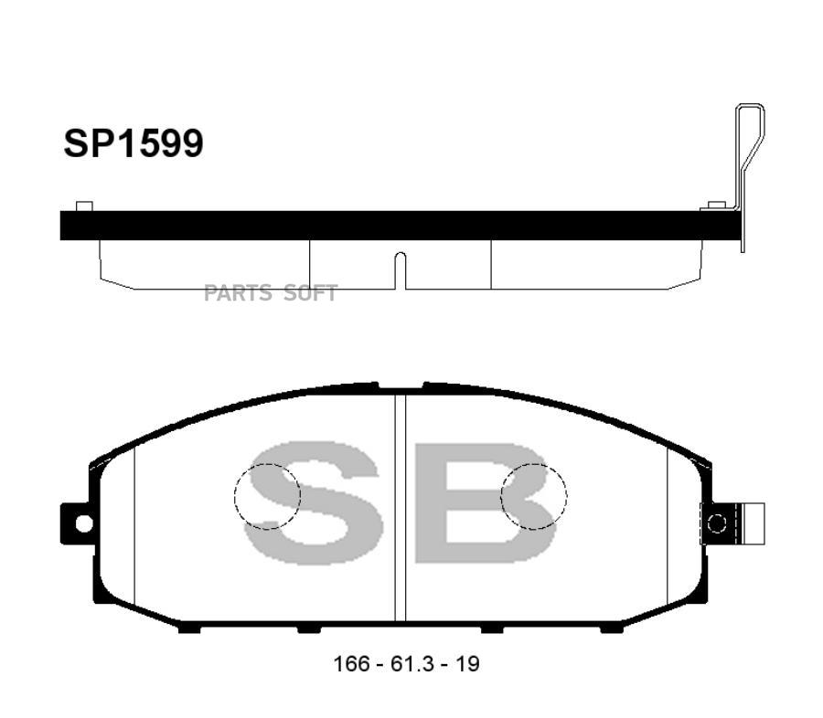 КОЛОДКИ ТОРМОЗНЫЕ ПЕРЕДНИЕ SP1599 SANGSIN BRAKE SP1599