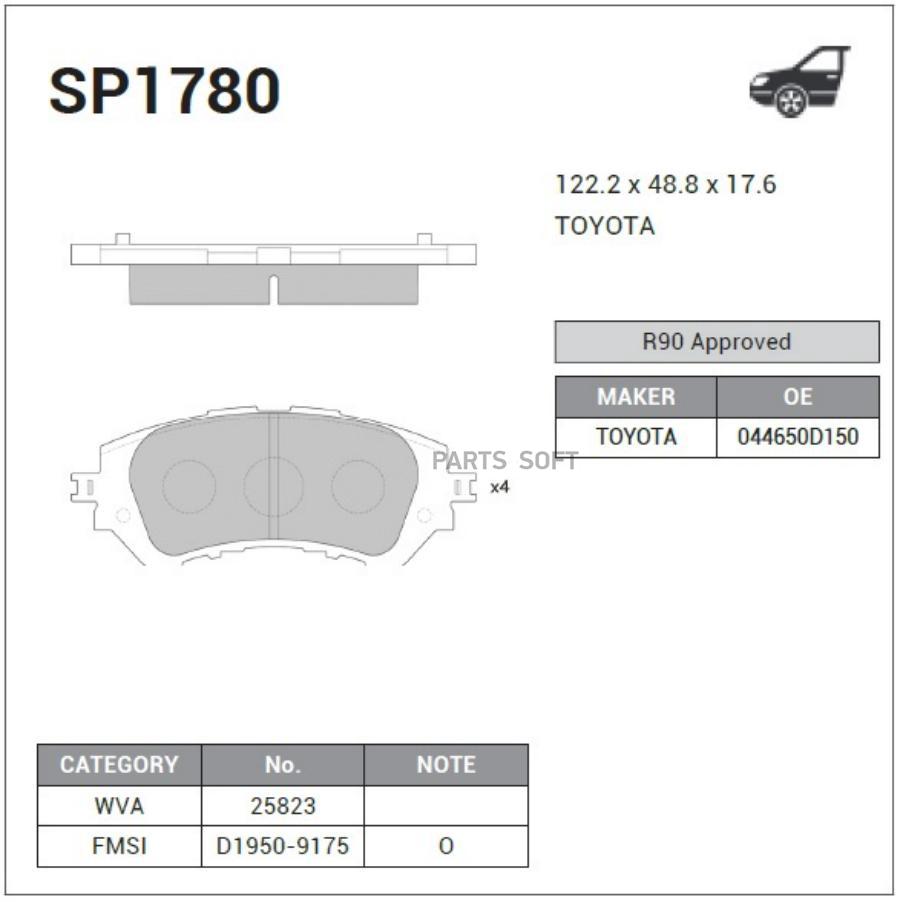 Автозапчасть SANGSIN BRAKE SP1780