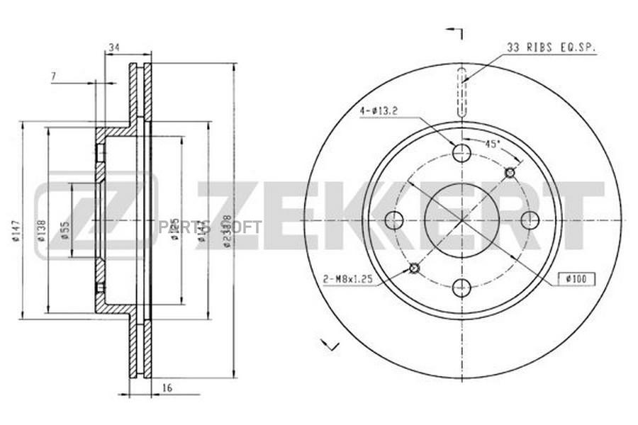 Тормозной диск ZEKKERT BS5725