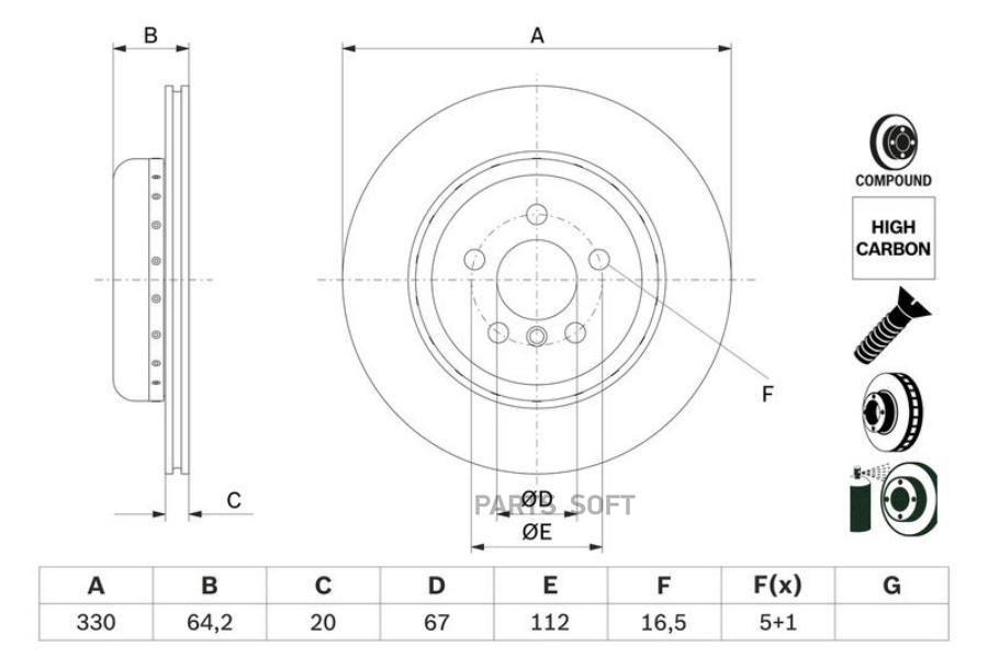 Диск тормозной задний BOSCH 0986479G15