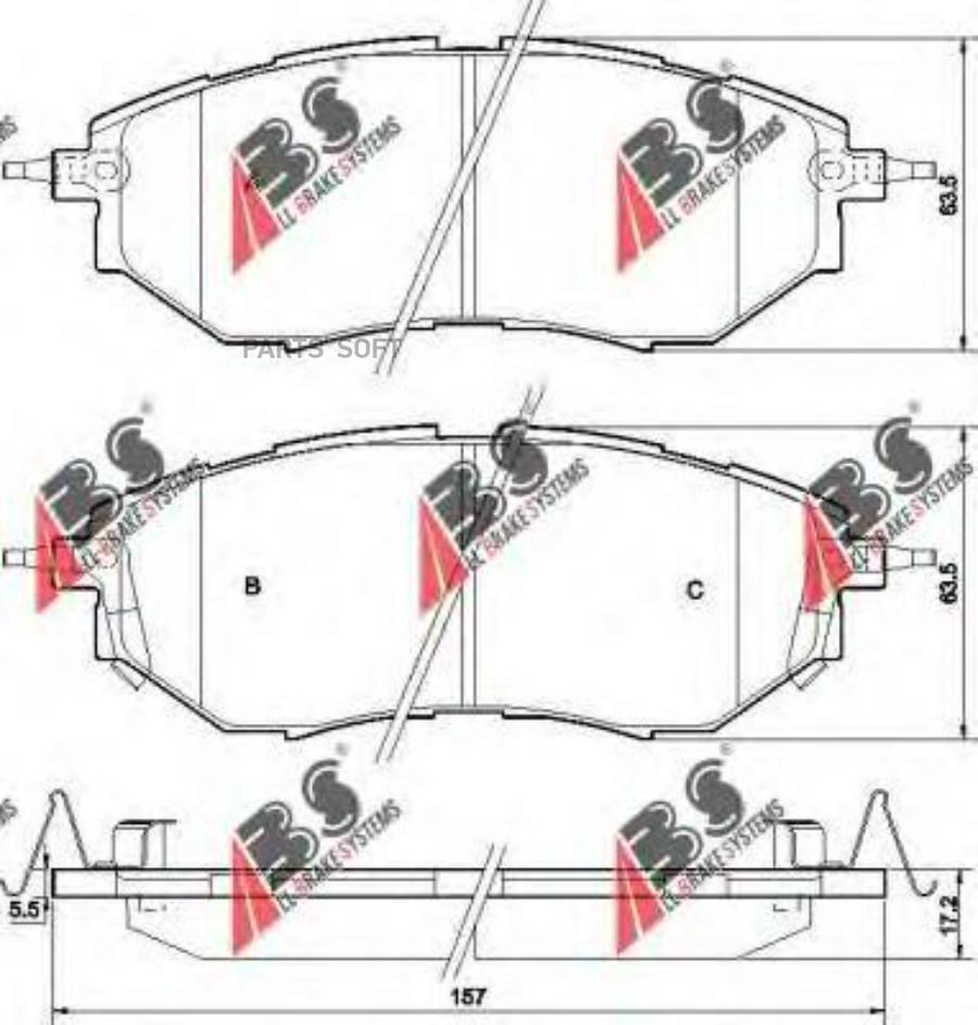 Комплект дисковых тормозных колодок ABS 37502