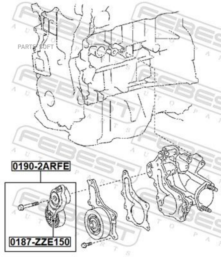 OETOY-166200V042_ролик натяжной с механизмом натяжения Toyota Camry 2ARFE 11 FEBEST 01902ARFE